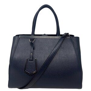 Fendi Navy Leather 2Jours Tote Handbag